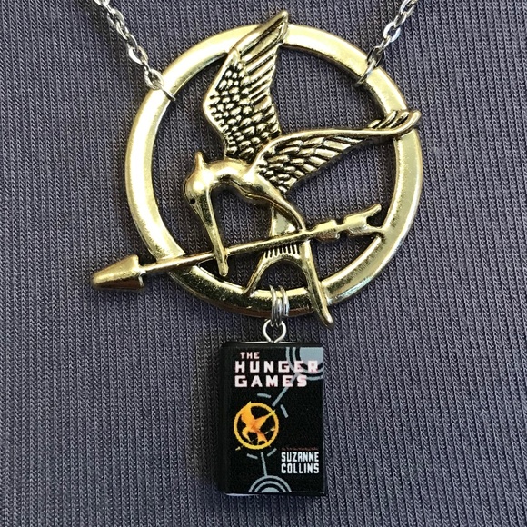 The Hunger Games by Suzanne Collins Handmade Literature Book Necklace Mockingjay - Picture 3 of 16
